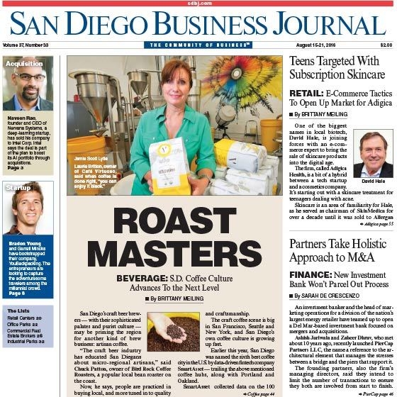 Cafe Virtuoso in San Diego Business Journal