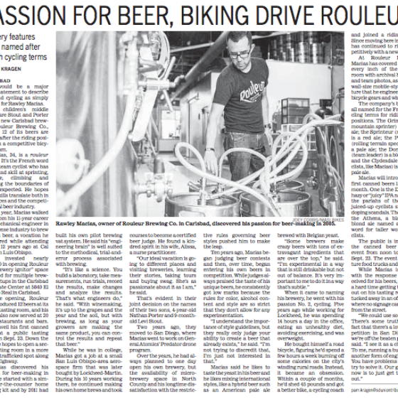 Rouleur Brewing Company in San Diego Union-Tribune